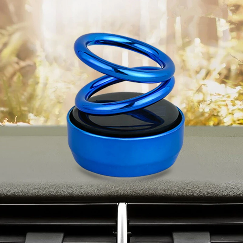 

1PCS=90Days Solar Energy Car Air Freshener Double Ring Rotating Aluminum Alloy Car Aromatherapy Decoration Car Perfume Styling