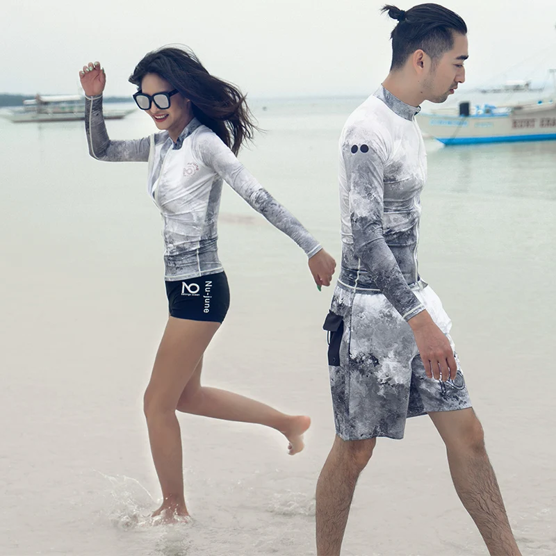 Nu June Rashguard Купальники с длинными рукавами печатные рашгарды две штуки Передние