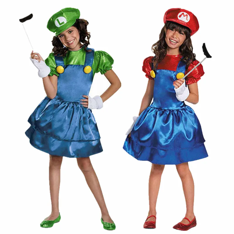 Super Mario Costume Kids Super Mario Luigi Costume Cosplay Girl