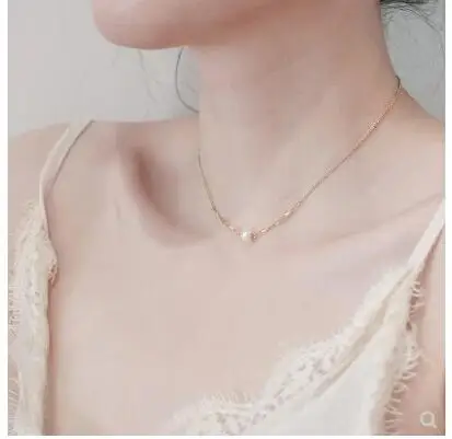 Ожерелье из серебра 925 пробы, блестящее женское жемчужное ожерелье