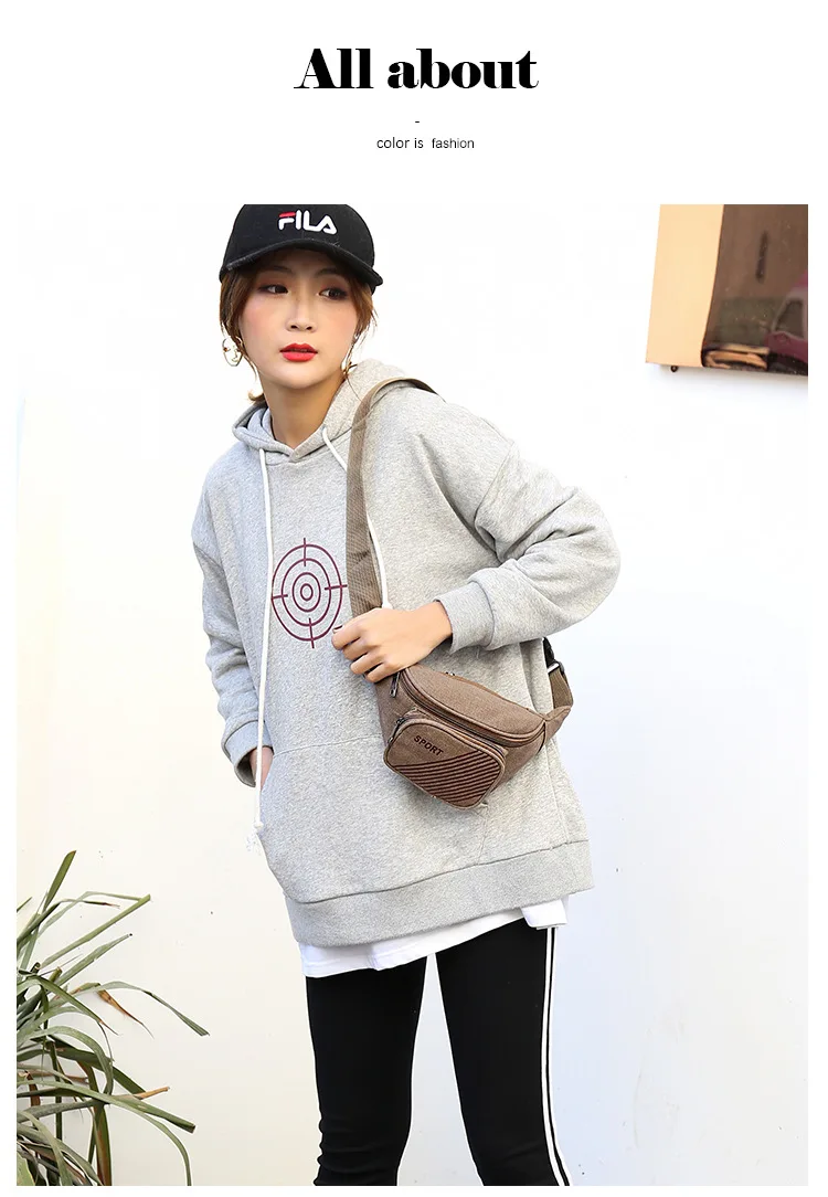 Hot Selling Wholesale Multilayer Canvas Casual Sports MEN'S Pockets Mountain Climbing Travel Body Hugging Cash Storage Bag Men C