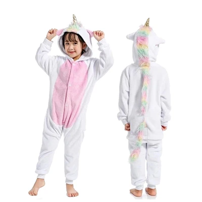 Gold Horse Onesie/Детские пижамы кигуруми с единорогом; зимняя Пижама с рисунком панды из аниме «Единорог»; Фланелевая Пижама для мальчиков и девочек; Пижама с капюшоном для костюмированной вечеринки - Цвет: Gold Horse