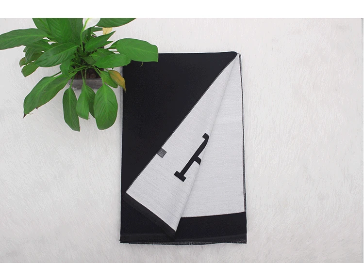 Высококачественное двустороннее кашемировое одеяло с буквой H тёплый шарф-шаль украшение для дивана вязаное полотенце накидка одеяло