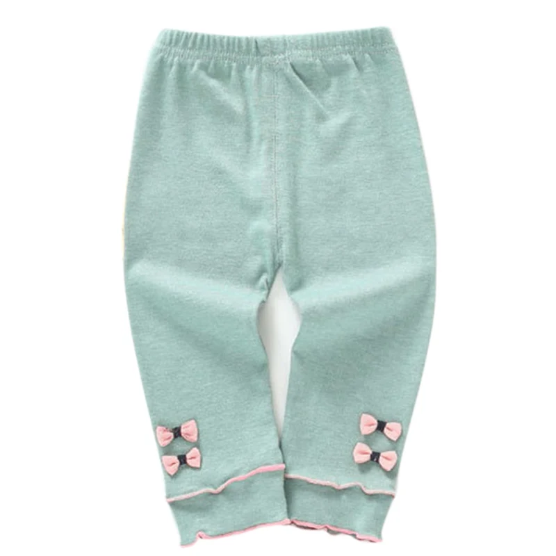 Зеленый New Style Spring Autumn Baby Kids Girls Cotton Double Bowknot Leggings Cute Comfortable Solid Color High Quality Leggings - Цвет: Зеленый