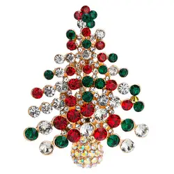 Рождественская разноцветная Хрустальная брошь в виде дерева для женщин горный хрусталь броши воротник брошь булавки модные ювелирные