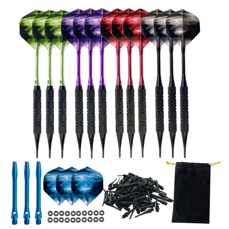 

Brand New 12pcs Tip Darts Aluminum Shaft with 100 Nylon Soft Tips for Electronic Plastic Dartboard Home Bar Indoor Outdoor Games