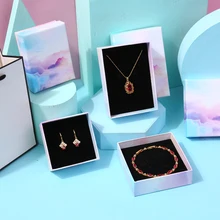 

Luxury Gradient Color Jewelry Box Small Gift Box Multifunctional Necklace Ring Earring Jewelry Box Storage Cloud Sky Gift Box
