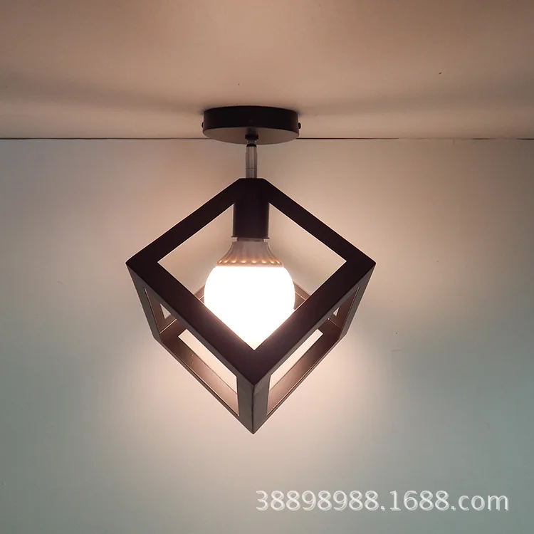 

Creative Cool Retro Restaurant Bar Counter Iron Art Industrial-Style Square Triangular Chandelier Living Room can deng Aisle Lig