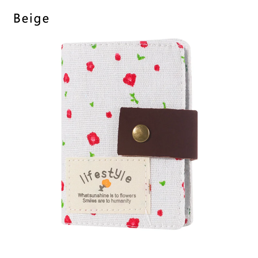 beige 20 слотов банк держатель для кредитных карт для женщин девушки мода цветочный принт визитная карточка ID кошелек для наличных Держатель холщовая Кредитная карта сумка - Цвет: beige