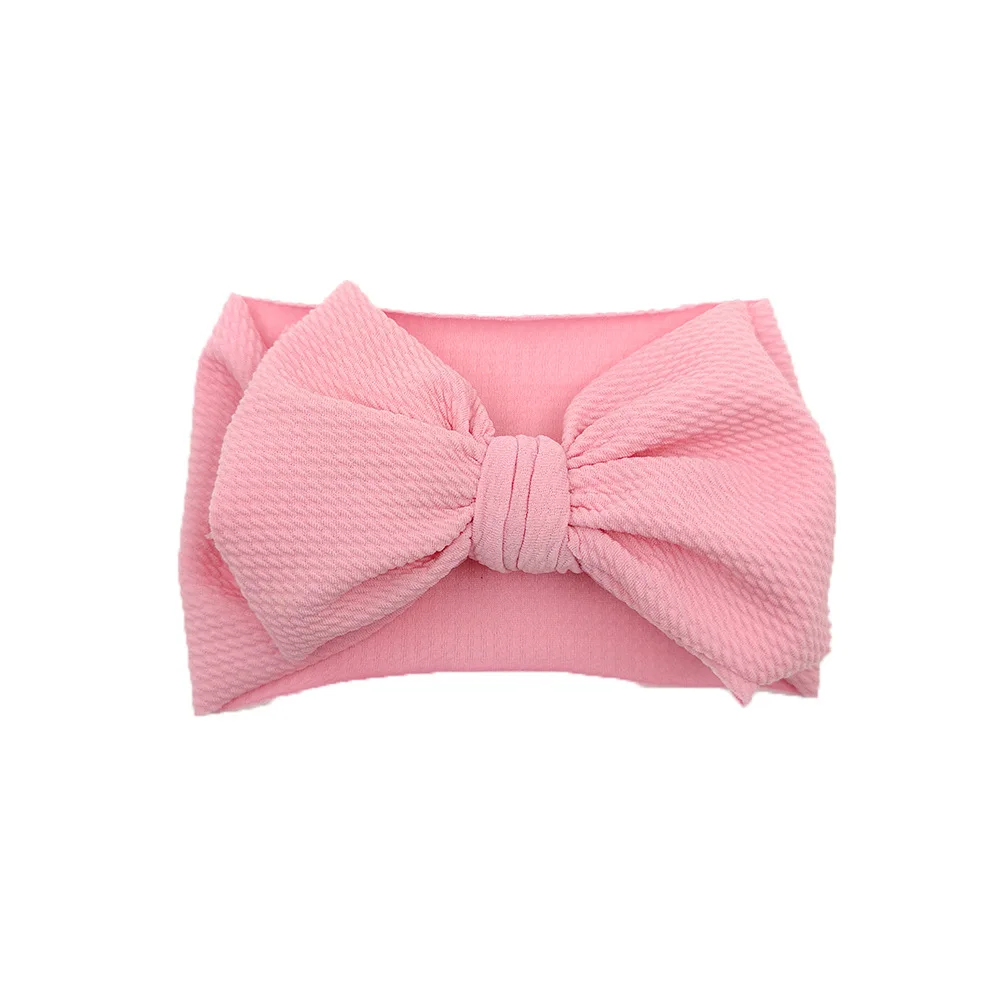 Новое поступление тюрбан популярные большие банты для волос, ободок для повязка для волос для девочек текстурированная ткань эластичные DIY Детские аксессуары для волос - Цвет: Pink