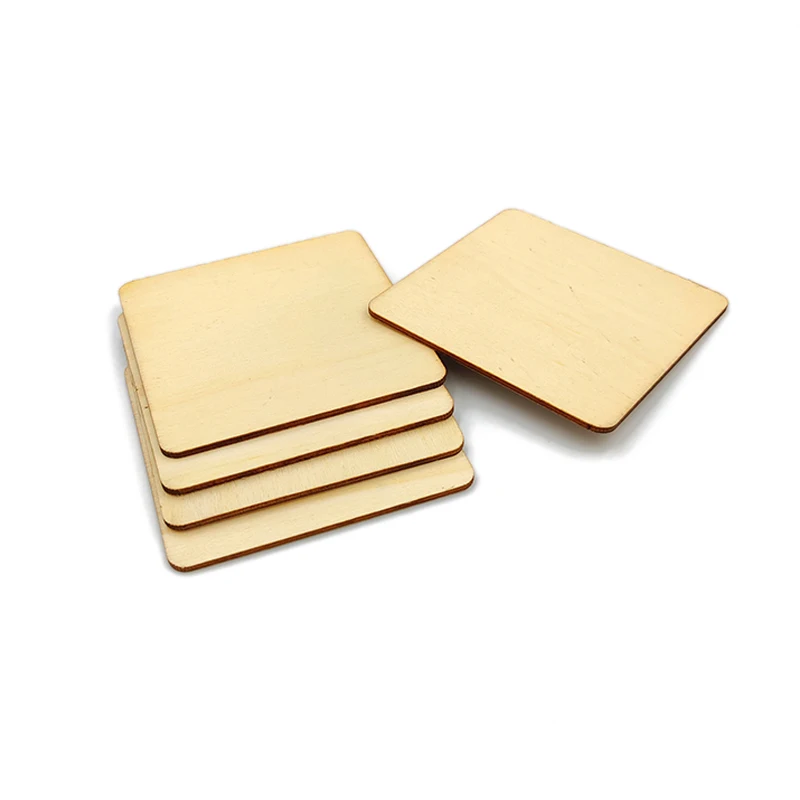 

100pcs 90mm Unfinished Round Corner Square Blank Pieces Wooden Cutouts for DIY Arts Craft Project, Decoration