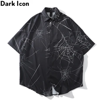

Dark Icon Spider Printed Street Shirts Men Summer Loose Men's Shirt Streetwear Shirts for Man