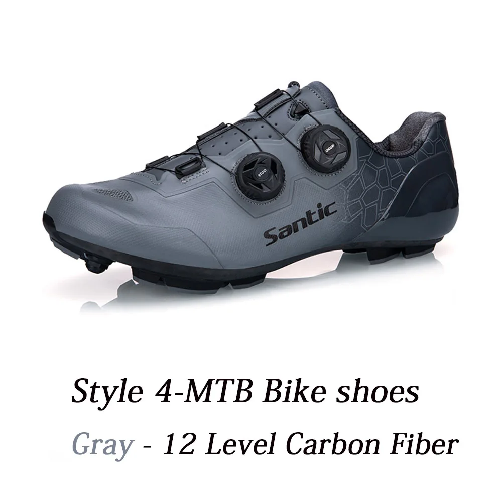 5 стильных велосипедных кроссовок SANTIC, подошва из углеродного волокна, профессиональная велосипедная обувь для шоссейного велосипеда, MTB, Мужская Сверхлегкая дышащая обувь, самофиксирующаяся обувь - Цвет: Style 5-Gray
