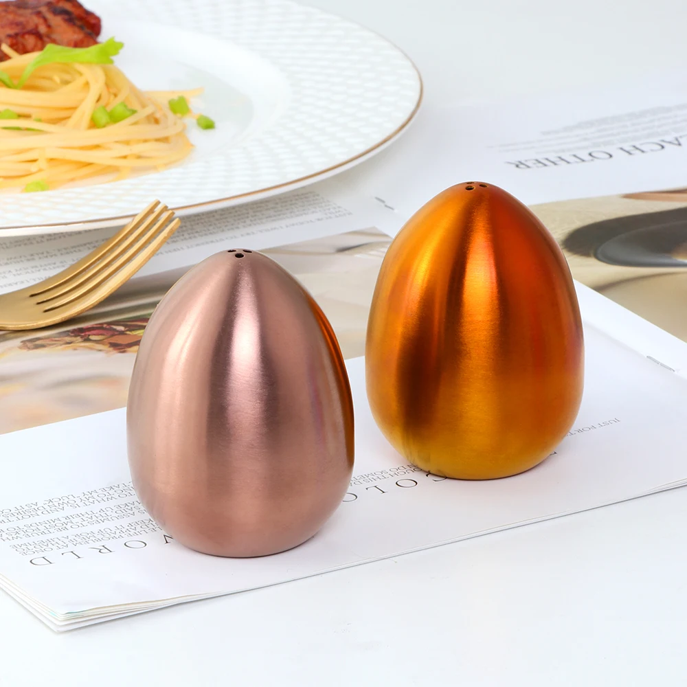 1/2PCS Stainless Steel Food Gold Egg Shaped Salt Pepper Shakers Condiment Storage Bottles Egg Sauce Bottle Kitchen Spice Tools