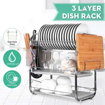 

3 Layer Stainless Steel Cutlery Stand Shelf Cutlery Dish Rack Kitchen Dish Storage Rack Drain Storage Rack Knife Holder New