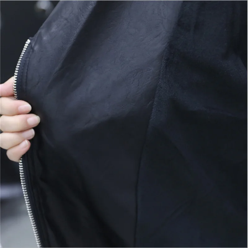 Autumn winter new special plus size leather coat women was thin stylish long Motor vehicle leathers windbreaker jacket overcoat