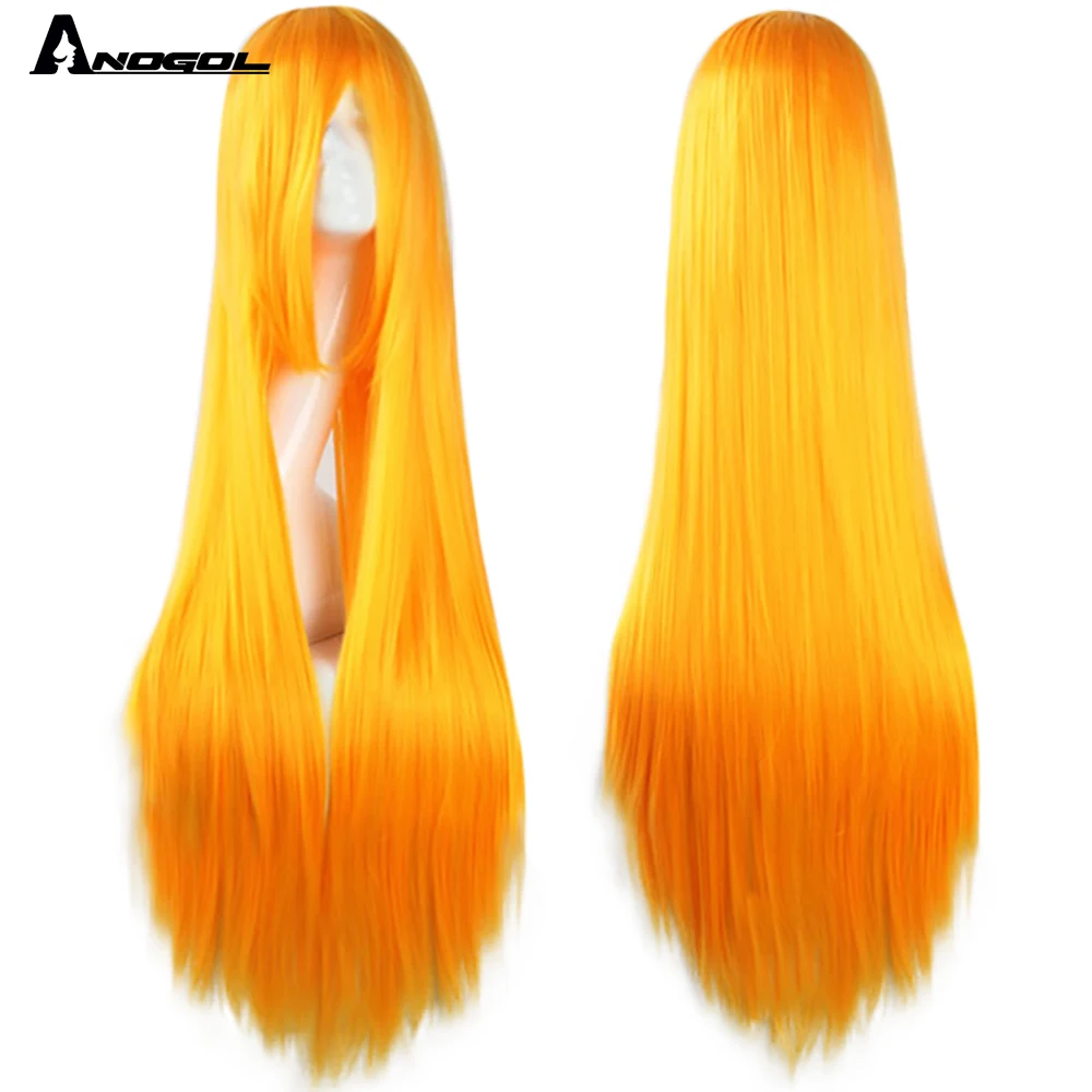 

Anogol 80 Cm Long Staight Cosplay Wig Heat Resistant Synthetic Hair Anime Party Wigs 23 Color Colourful