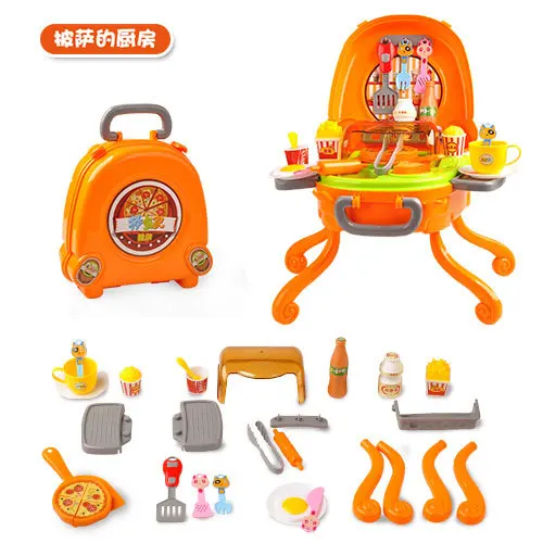 Детская ручная коробка для хранения, игровой домик, игрушки, кухонная посуда, набор еды, сделай сам, светильник в комплекте, музыкальный светильник