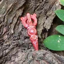 Камень: Красный Оникс резьба кулон тибетский буддийский амулет Небесный глаз ДЗИ бисер инструмент тотемная подвеска мужские и женские ювелирные изделия