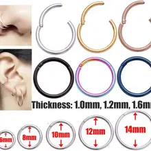 Шарнирные перегородки Кольца кликер сегмент носа кольцо губы серьги хряща Daith пирсинг ювелирные изделия 20 г 18 г 16 г 14 г Хирургическая сталь