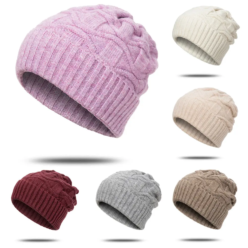 Зимняя Шапка-бини для женщин, вязаная теплая шапка Skullies, женская шапка Skullies Beanies, однотонная шапочка, мягкая удобная