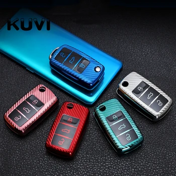 

TPU Carbon fiber texture Car Key Cover Case For VW Polo Golf Passat for Skoda Octavia A5 Bora Jetta Seat Ibiza Leon Accessories