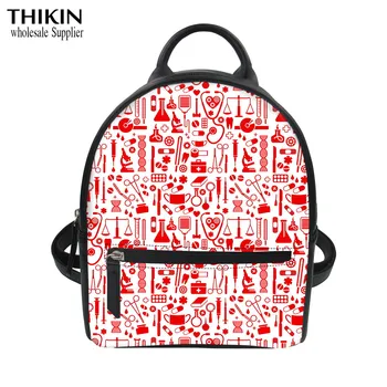 

THIKIN Surgery Tool Pattern Kawaii Nurse Backpack for Women PU Backpacks Girls Bookbag Ladies Luxury Mini Shoulder Bags Bolsa