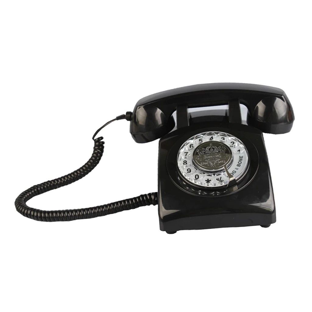 Retro Design 1970's Classic Style desk phone Landline Rotary Dial Telephone for Home Office