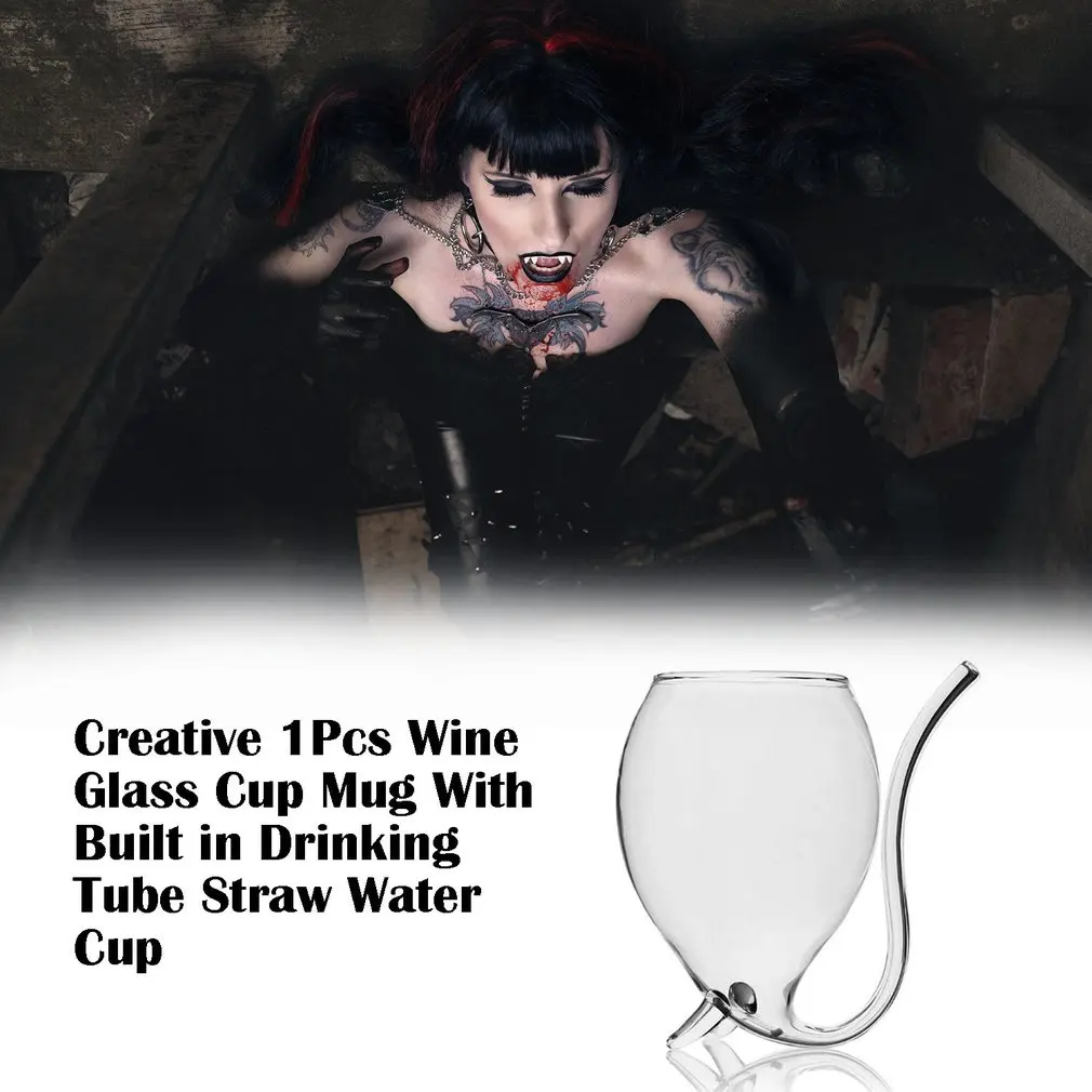 1 шт. 300 мл Devil red wine прозрачная стеклянная чашка стеклянная посуда Кружка со встроенной трубочкой для питья соломинкой Прямая поставка