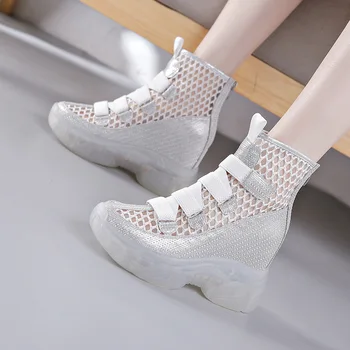 

White botas mujer Increased Shoes Women Hloow Martin Boots Summer Lady footware Female chaussures femme Breathable Ankle Boots