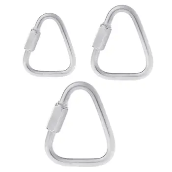 

304 Stainless Steel Screw Lock Triangle Carabiner Climbing Gear Safety Snap Hook