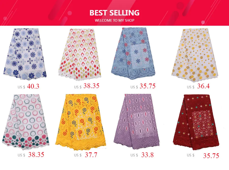 2019 Swiss Voile Lace In Switzerland High Quality African 100%Cotton Lace Fabric With Stone Nigerian Every Dress Party QF3171B-2