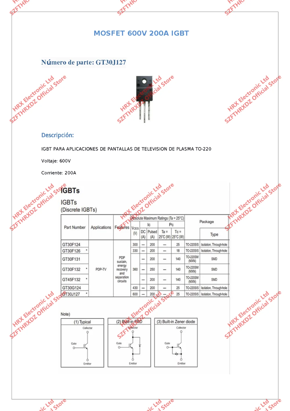 GT30J127 TO-220F 30J127 TO220F MOSFET 600V 200A IGBT 50 шт/трубка(10 шт