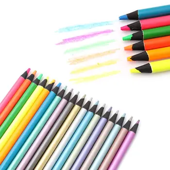 

12Pcs Metallic Non-Toxic Colored Pencils+6 Fluorescent Color Pencils for Drawing Sketch