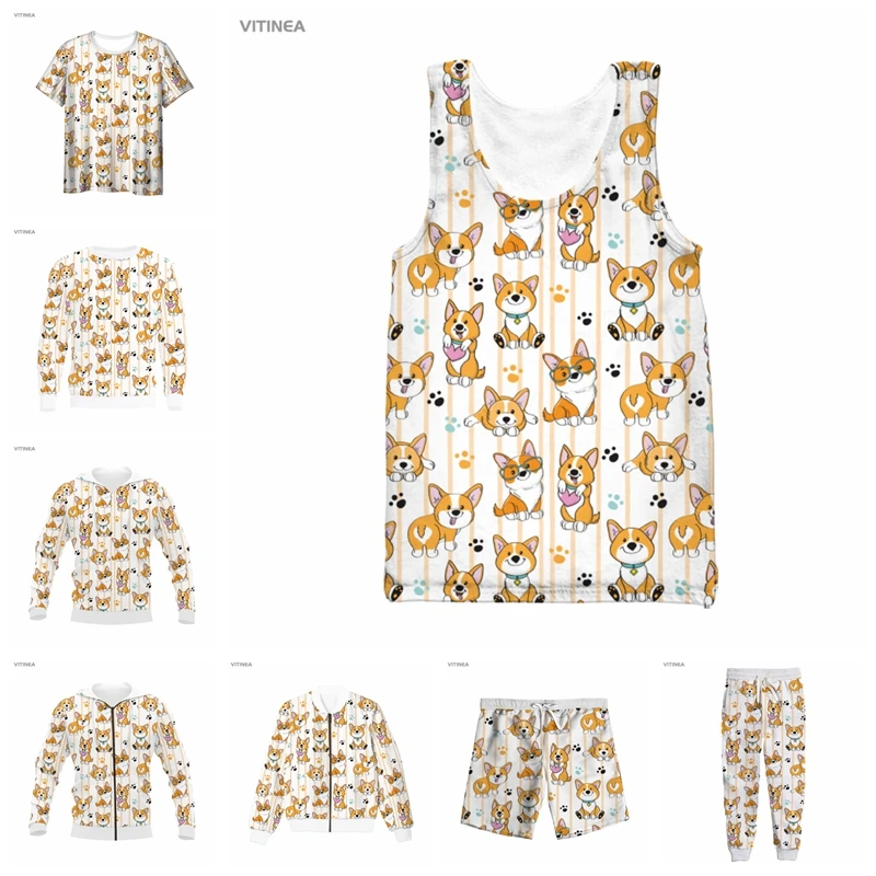 

New 3D Full Print Cute Dogies T-shirt/Sweatshirt/Zip Hoodies/Thin Jacket/Pants Four Seasons Casual R09