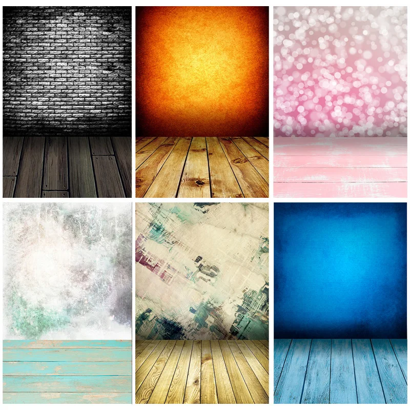 

Old Vintage Gradient Solid Color Photography Backdrops Props Brick Wall Wooden Floor Baby Portrait Photo Backgrounds MB-01