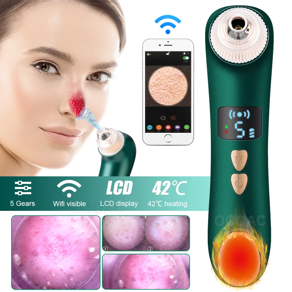 Visual Blackhead Remover Camera LCD Electric Vacuum Heating Pore Cleaner Acne Removal Nose Face Deep Cleansing Beauty Device