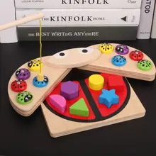 Складная магнитная деревянная игра божья коровка, игрушка для рыбалки, набор Монтессори для детей