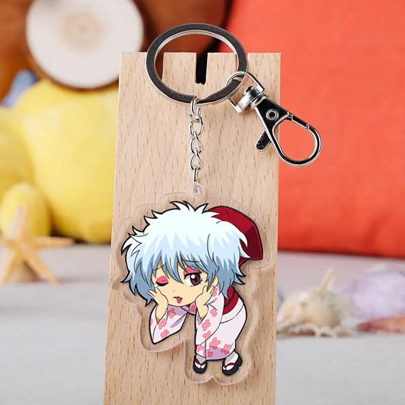 Anime Gintama Sakata Gintoki Keychain Acrylic Key Ring Key chain Great Gift