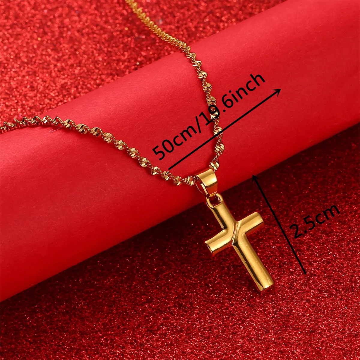 Gold Color Small Cross Pendant Necklace 
