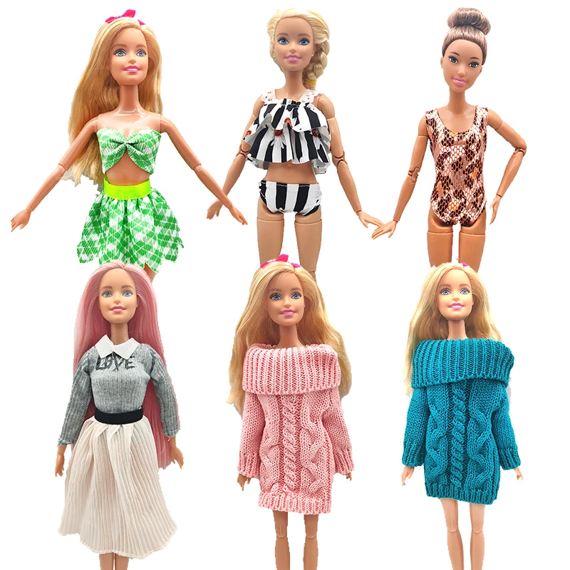 For 30cm Barbie Doll Accessories Fashion Sweater Doll Clothes Swimwear Dress Toys for Children Boneca Family Play Set Girls Toys 2 16years girls swimsuit one piece swimsuit 2022 fashion rainbow mermaid swimwear for children summer bathing suits