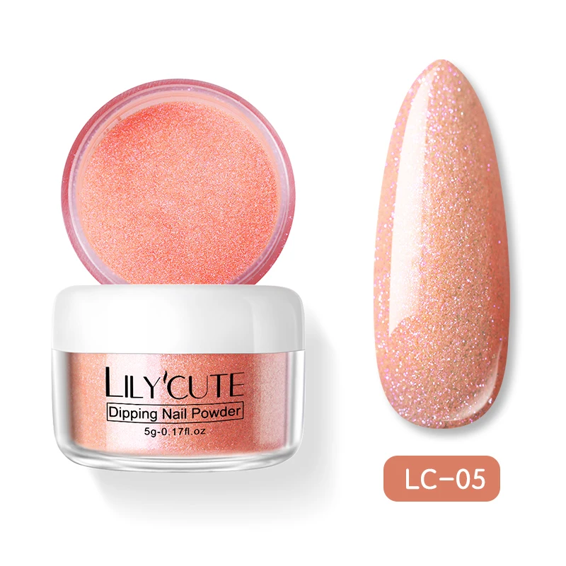 LC-05 LILYCUTE погружение ногтей Блеск порошок наборы градиентный французский порошок для ногтей Красочные голографические натуральные сухие пигментные лампы для лечения - Цвет: LC-05
