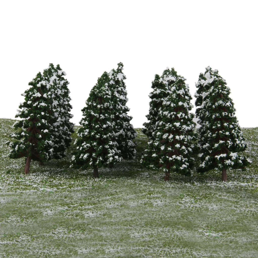 20pcs Dark Green Model Trees Snow Landscape Scenery 3.15 inch 1:150