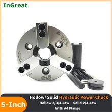 

5" 135mm Hollow/Solid Oil Hydraulic Chuck 5-Inch 2/3/4 Jaw with A4 Flange Power Chuck for CNC Lathe Boring Cutting Tool Holder