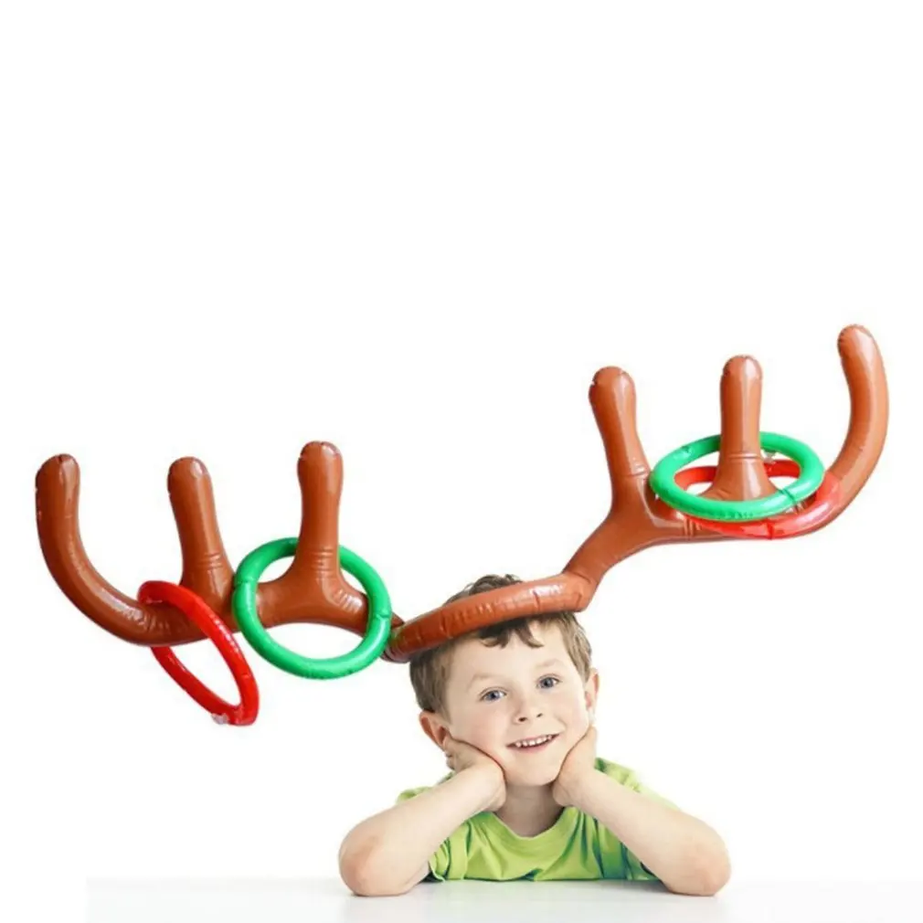 Inflatable Antler Headband Toy Animal Head Ring Throwing Circle Toy Tools For Outdoor Funny Playing Gifts Decor Accessories