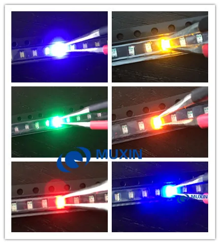 6 значений X100 шт = 600 (600 шт./лот) 0805 SMD светодиодные наборы красный желтый синий