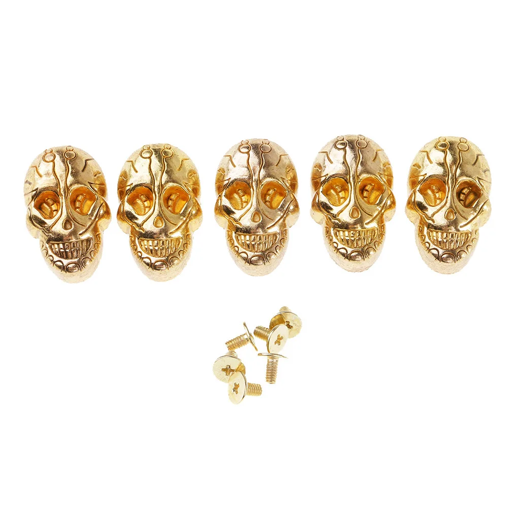 5 Sets 21x15mm Screwback Goth Skull Head Stud Spike Belt Bag Leathercraft Clothes Rivets fit Pet Collar Garment Shoes