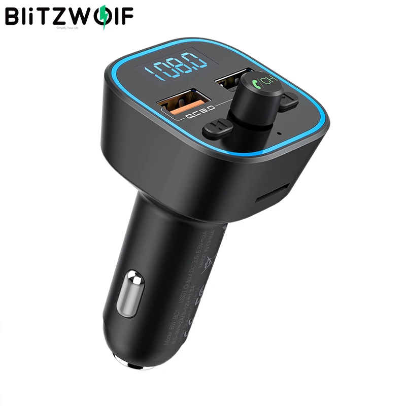 Blitzwolf BW BC1 Автомобильный bluetooth 5 0 fm передатчик 18 Вт QC 3 USB Автомобильное зарядное