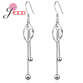 Luxury Brand Long Tassel 925 Sterling Silver Drop Earrings For Women Hollow Leaves Small Beads Party Gift Eardrop Jewelry