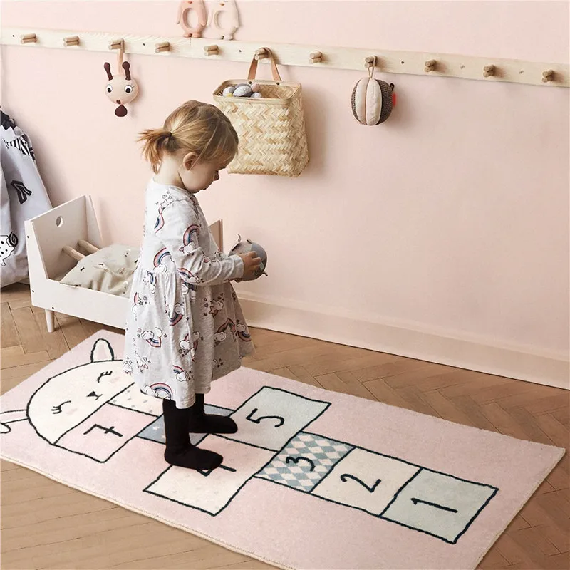 Tapis De Sol De Jeu Pour Enfants Tapis De Chambre A Coucher Rose Pour Filles Lavable En Machine Aliexpress